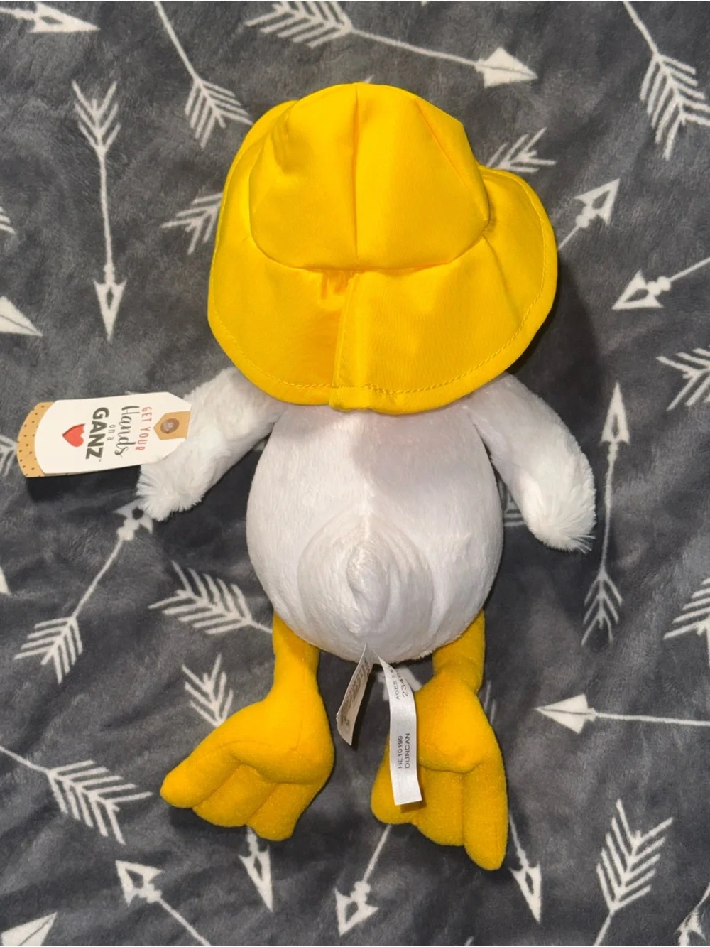 NWT Get Your Hands On A Ganz 12” Plush White Duck w/ Hat